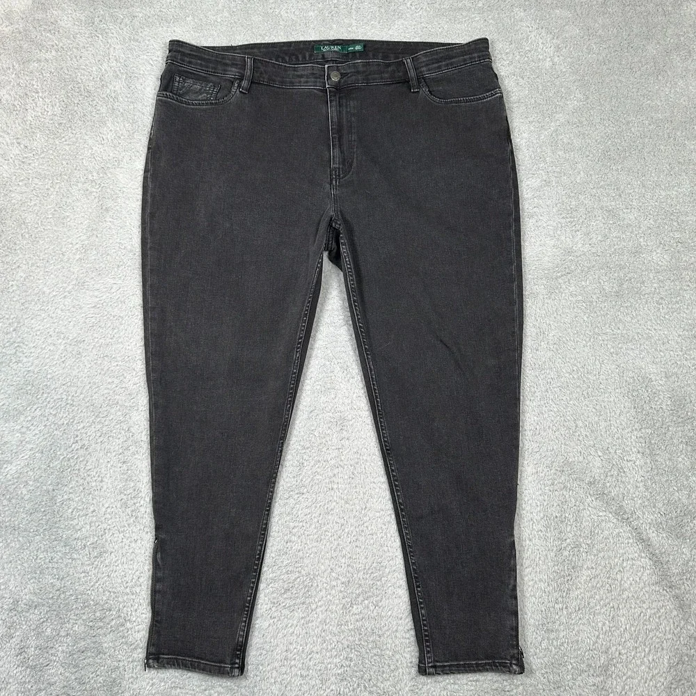 Lauren Ralph Lauren Plus-Size High-Rise Skinny Ankle Jeans Women's 20W Black